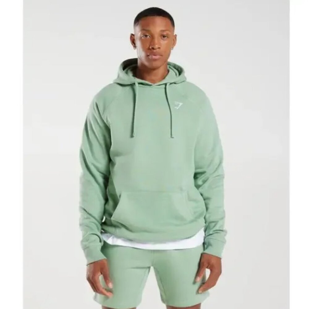 GYMSHARK Crest Hoodie Desert Sage Green Men's Size Small